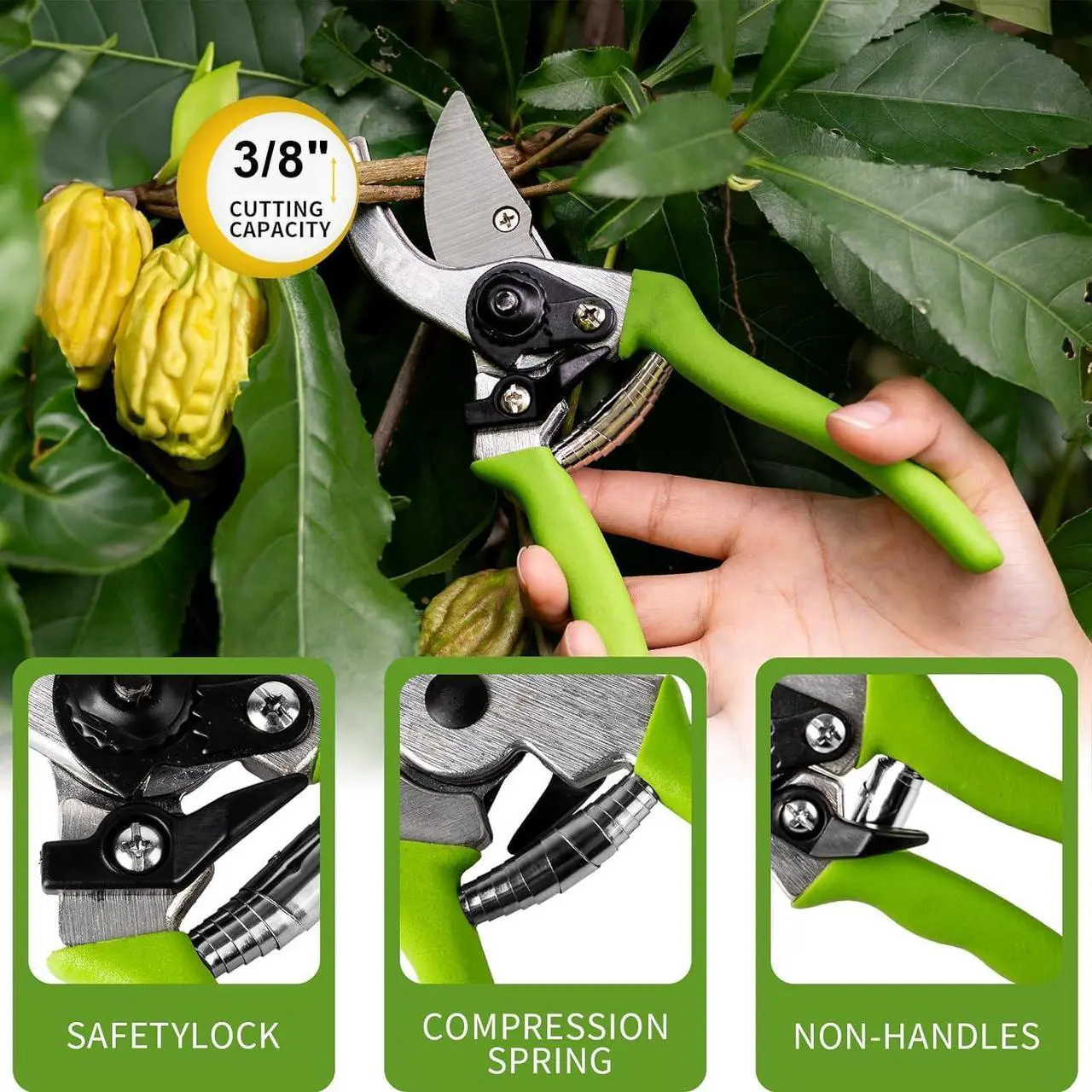 Alt view image 6 of 7 - Loppers for Tree Trimming, Heavy Duty Branch Cutter Pruning Shears Set, Labor Saving and Durable Garden Clippers, Pruning Shears for Gardening Plants, Flowers and Tree Trimmer