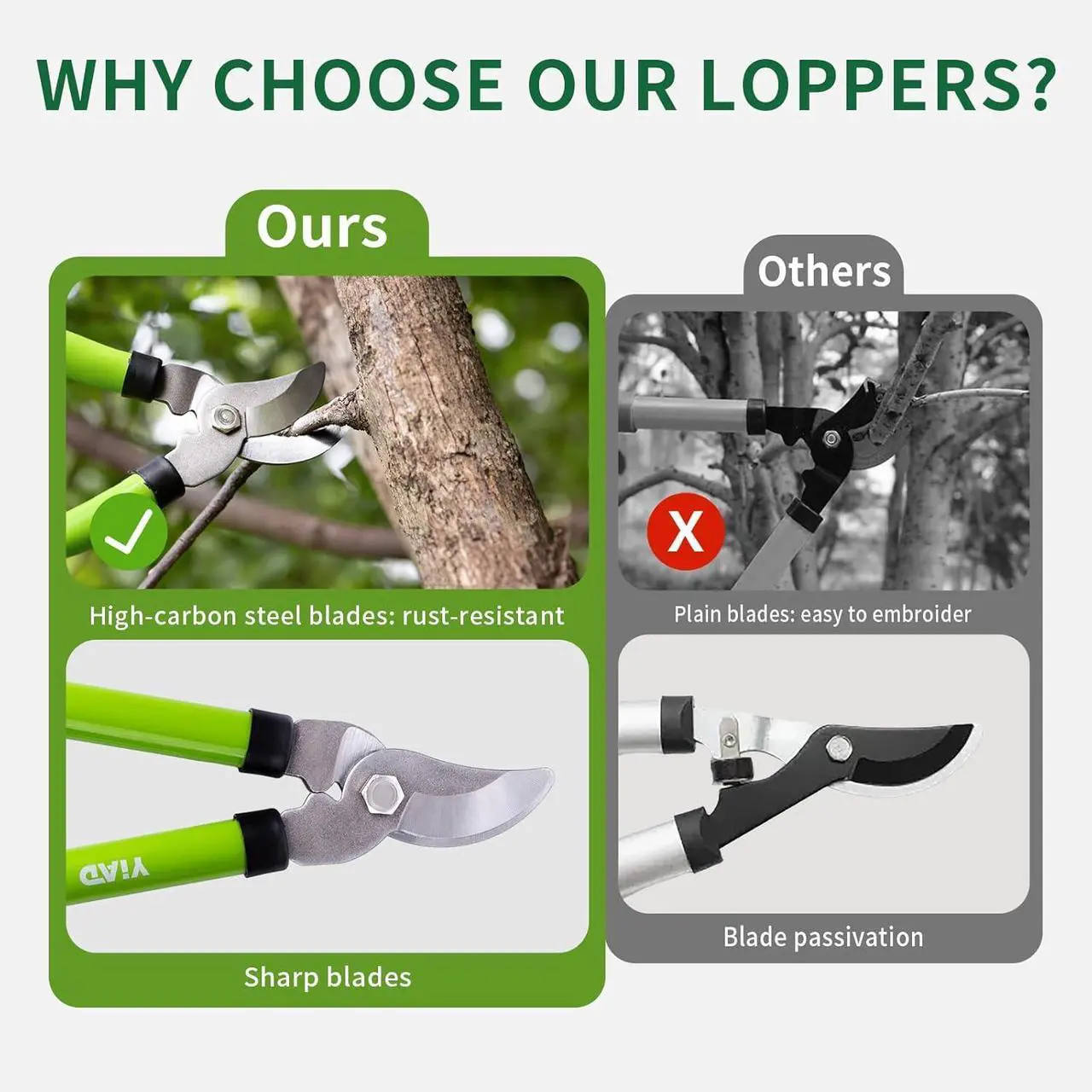 Alt view image 5 of 7 - Loppers for Tree Trimming, Heavy Duty Branch Cutter Pruning Shears Set, Labor Saving and Durable Garden Clippers, Pruning Shears for Gardening Plants, Flowers and Tree Trimmer