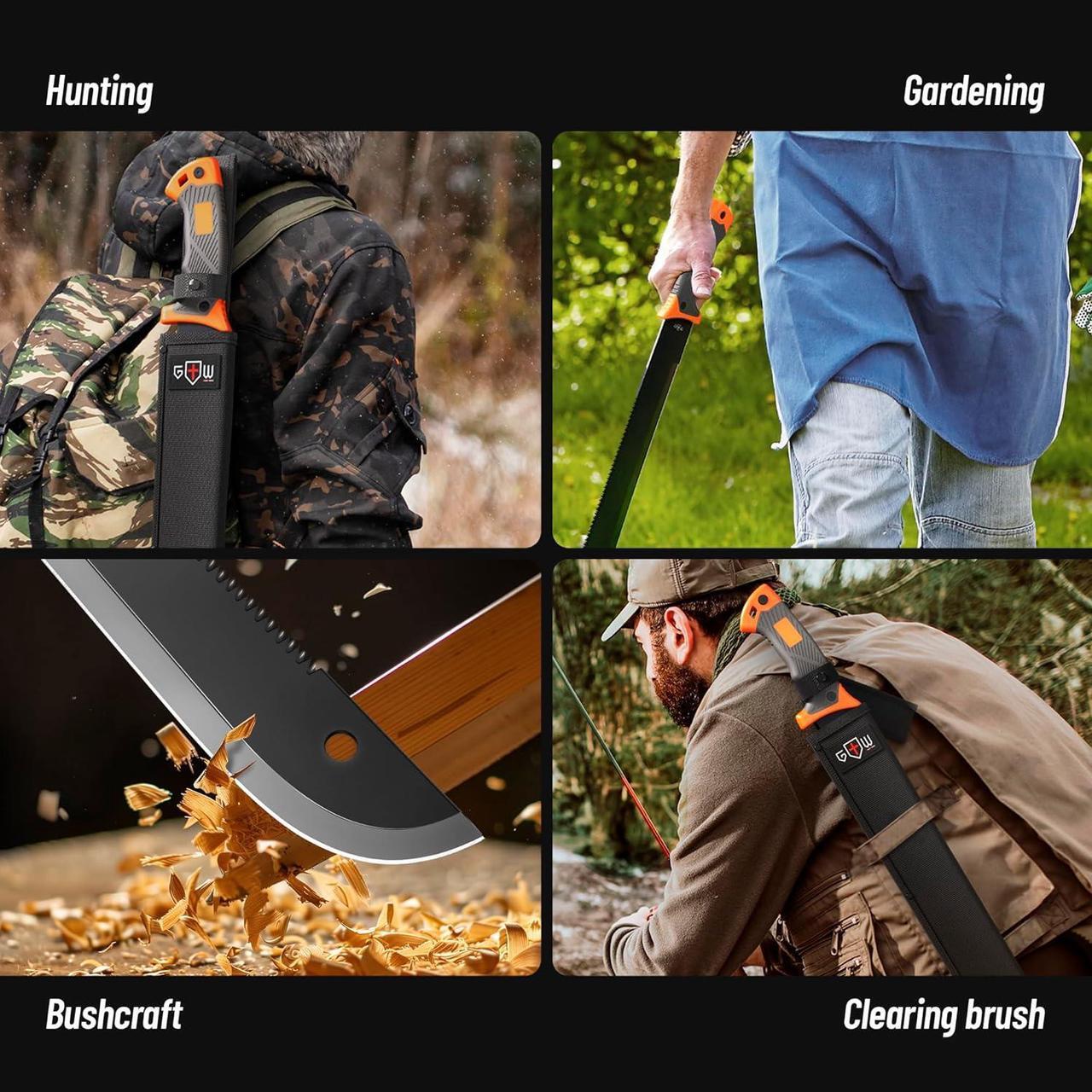 Alt view image 6 of 7 - Machete with Saw - 25 Heavy Duty Tool & Sheath - Ergonomic No-Slip Handle - Survival Knife with Serrated Blade - Machetes for Bushcraft Outdoor Hunting Garden Cutting Trees and Yard Work