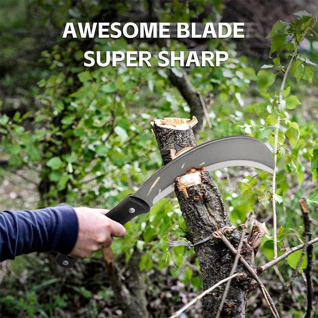 Alt view image 2 of 6 - Billhook Sickle Machete for Cutting Trees Heavy Duty Machetes, Cold Steel Machete Knife for Yard Work, Gardening Machetes Sickle Garden Tool for Clearing Brush Land, Hunting and Outdoor