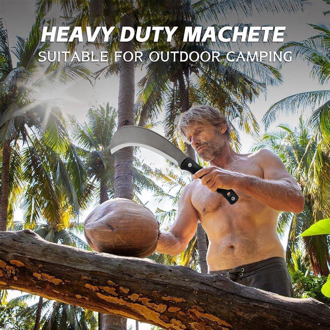 Alt view image 3 of 6 - Billhook Sickle Machete for Cutting Trees Heavy Duty Machetes, Cold Steel Machete Knife for Yard Work, Gardening Machetes Sickle Garden Tool for Clearing Brush Land, Hunting and Outdoor