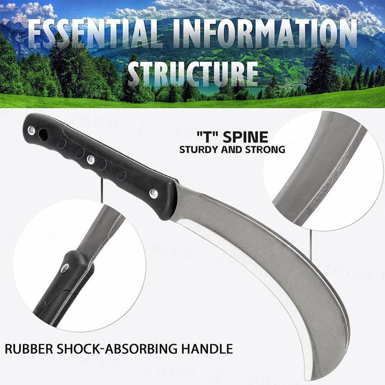 Alt view image 5 of 6 - Billhook Sickle Machete for Cutting Trees Heavy Duty Machetes, Cold Steel Machete Knife for Yard Work, Gardening Machetes Sickle Garden Tool for Clearing Brush Land, Hunting and Outdoor