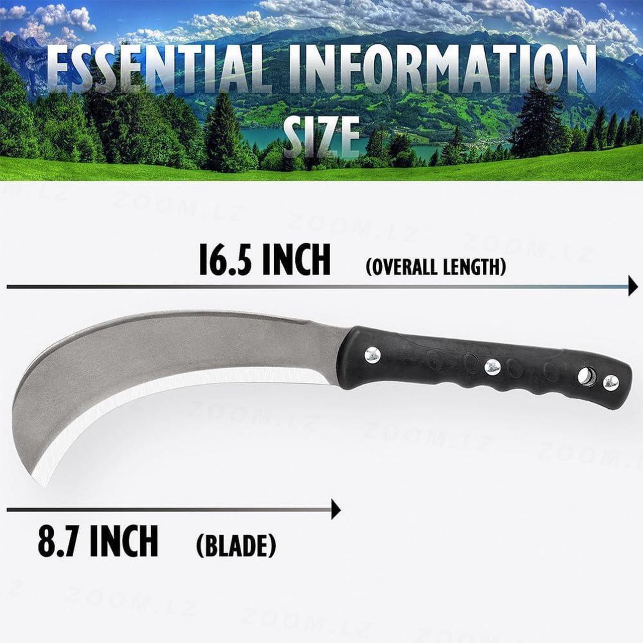 Alt view image 6 of 6 - Billhook Sickle Machete for Cutting Trees Heavy Duty Machetes, Cold Steel Machete Knife for Yard Work, Gardening Machetes Sickle Garden Tool for Clearing Brush Land, Hunting and Outdoor