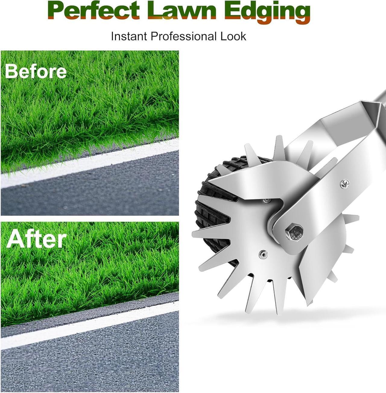 Alt view image 4 of 7 - Wheel Rotary Edger Lawn Tool, Manual Grass Edger Trimmer with Adjustable 31.5-60 Inch Stainless Steel Handle, Weed Edger for Sidewalks, Driveways, Garden, Yard, Landscaping, Ergonomic