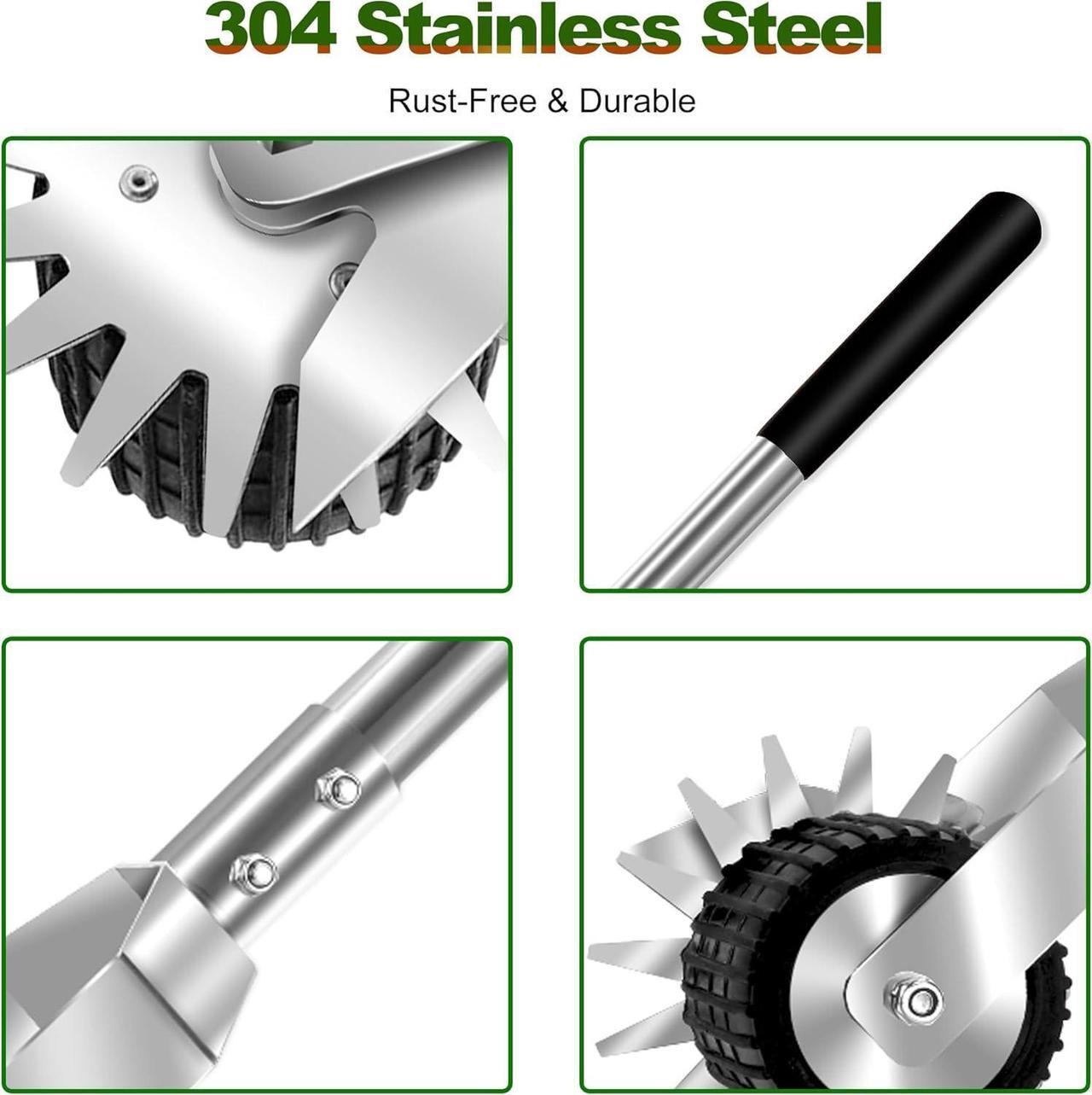 Alt view image 5 of 7 - Wheel Rotary Edger Lawn Tool, Manual Grass Edger Trimmer with Adjustable 31.5-60 Inch Stainless Steel Handle, Weed Edger for Sidewalks, Driveways, Garden, Yard, Landscaping, Ergonomic