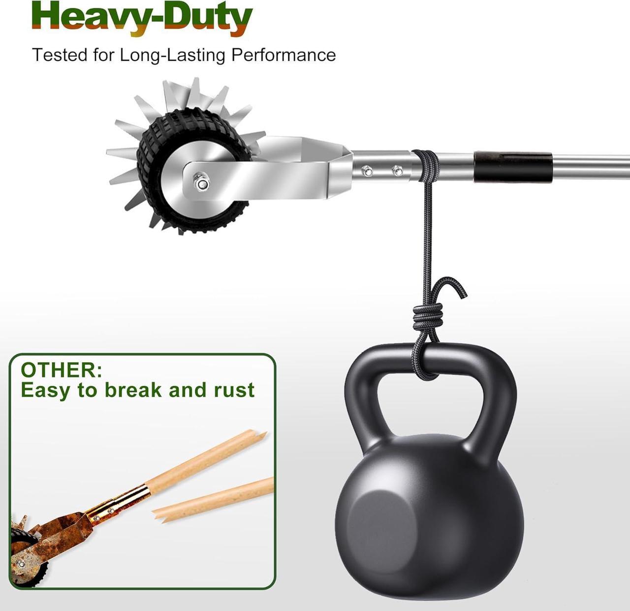 Alt view image 6 of 7 - Wheel Rotary Edger Lawn Tool, Manual Grass Edger Trimmer with Adjustable 31.5-60 Inch Stainless Steel Handle, Weed Edger for Sidewalks, Driveways, Garden, Yard, Landscaping, Ergonomic