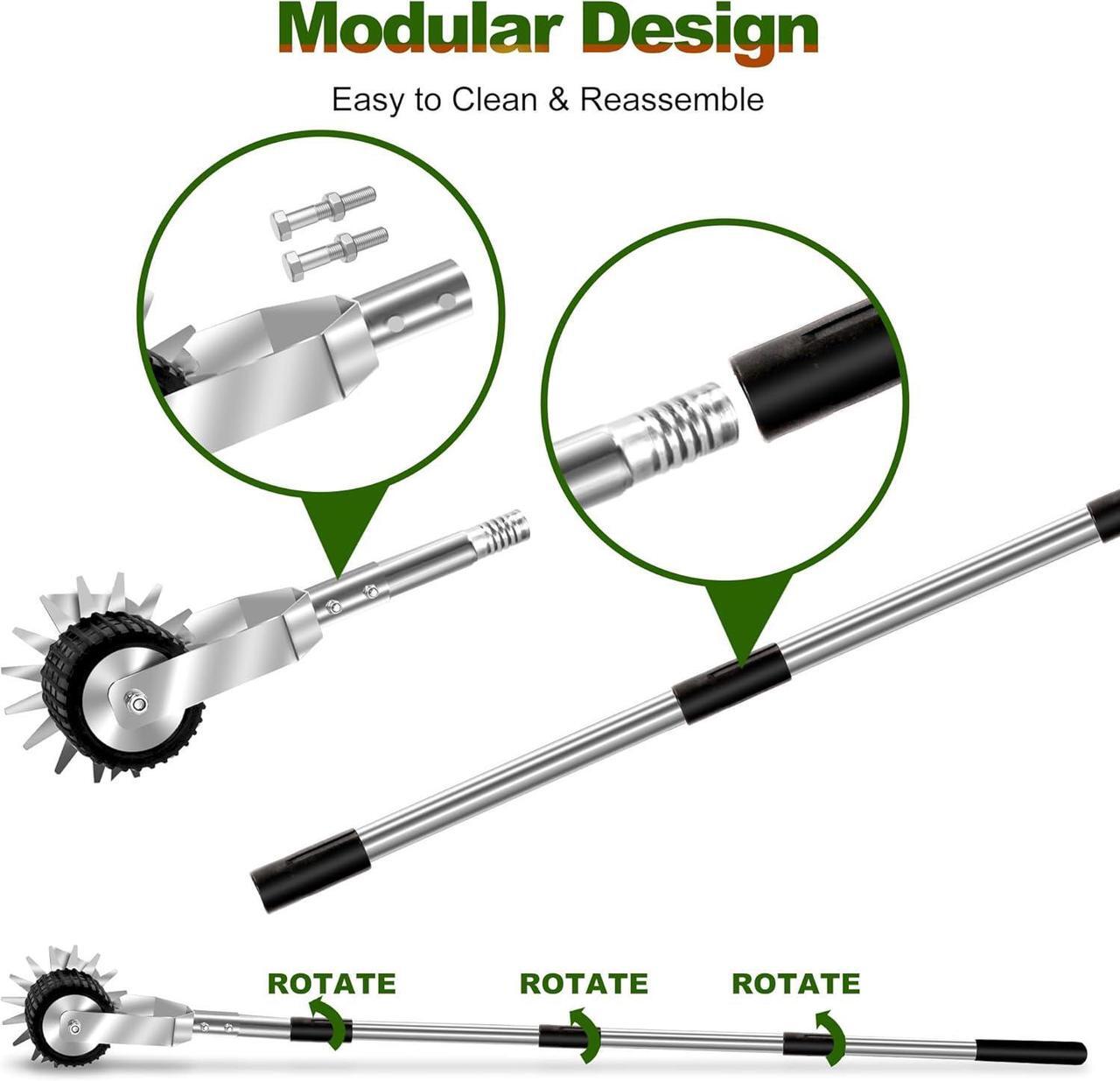 Alt view image 7 of 7 - Wheel Rotary Edger Lawn Tool, Manual Grass Edger Trimmer with Adjustable 31.5-60 Inch Stainless Steel Handle, Weed Edger for Sidewalks, Driveways, Garden, Yard, Landscaping, Ergonomic