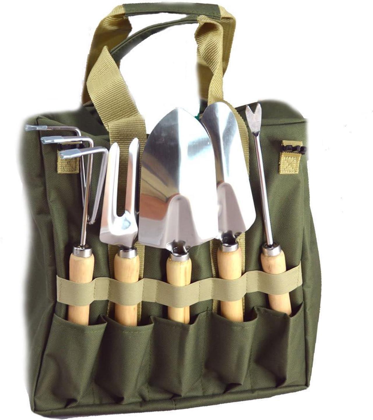 Alt view image 5 of 7 - 10-Piece Gardening Tool Set with Zippered Detachable Tote and Folding Stool Seat with Backrest