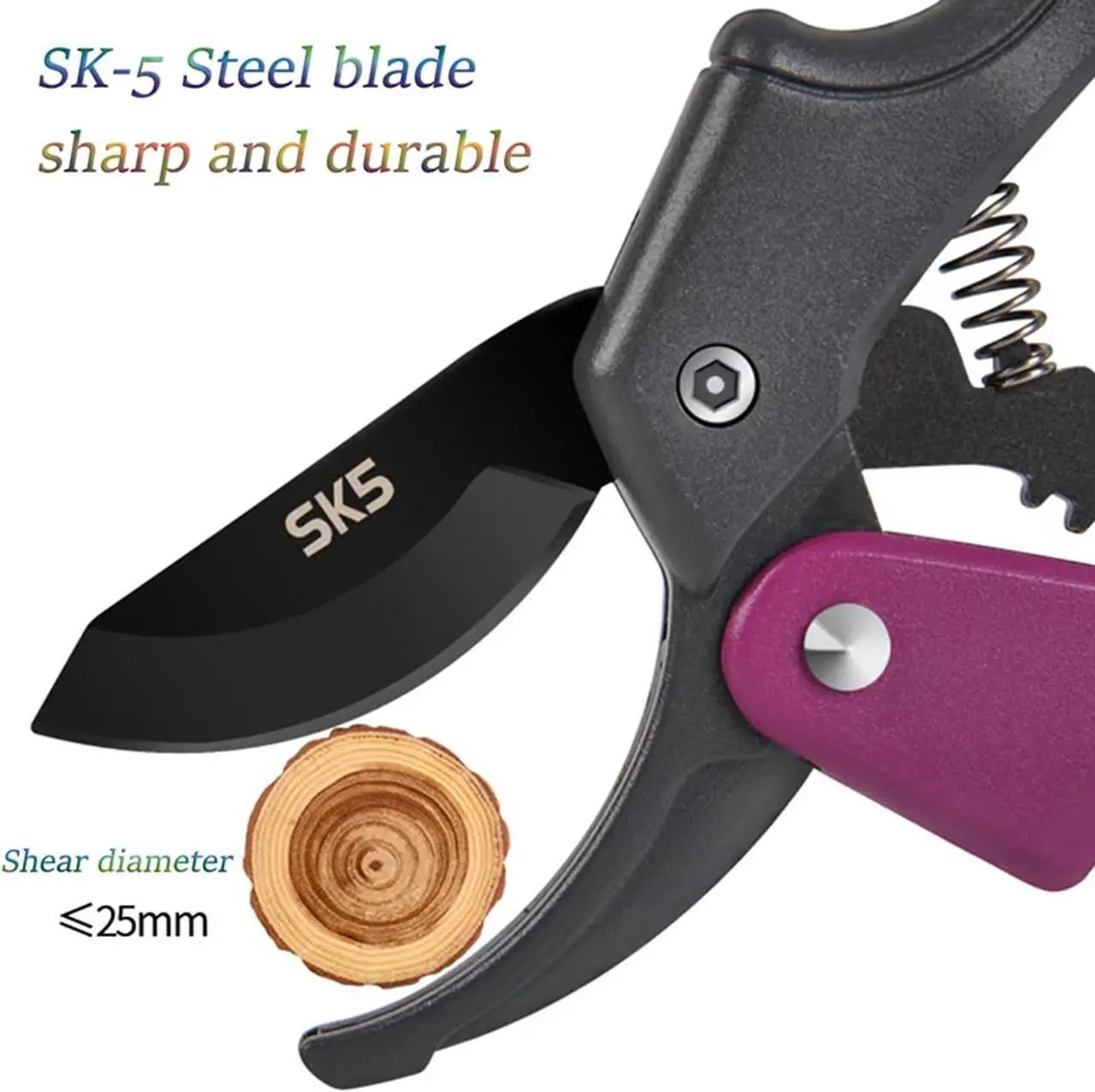 Alt view image 6 of 7 - Premium 8 inch garden clippers, 3 Times Easy to Work, Arthritis Weak Hand Snips (Pulley lever -pruners- Purple)
