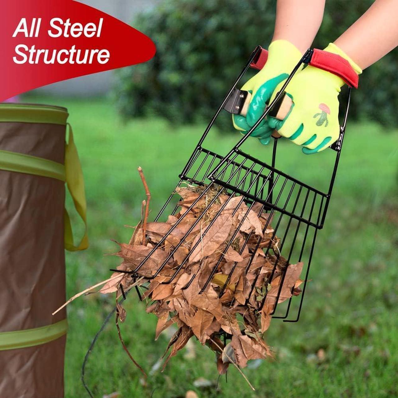 Alt view image 5 of 7 - Colwelt Steel Leaf Scoops and Claws, Rugged Steel Leaf Scoop for Lawn and Garden Cleanup, Large Sized Leaf Grabber for Larger Pickup Capabilities(Steel, not Plastic)