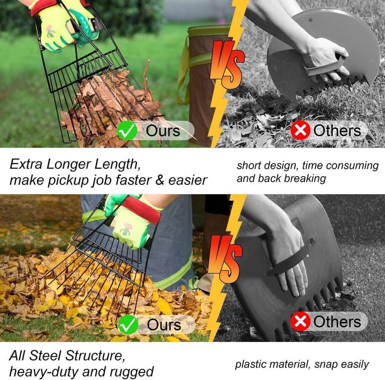 Alt view image 6 of 7 - Colwelt Steel Leaf Scoops and Claws, Rugged Steel Leaf Scoop for Lawn and Garden Cleanup, Large Sized Leaf Grabber for Larger Pickup Capabilities(Steel, not Plastic)
