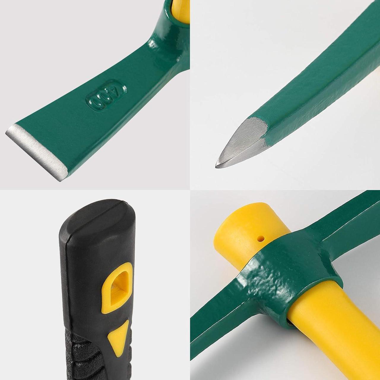 Alt view image 5 of 7 - KEILEOHO 15 Inches Pick Mattock Hoe, Forged Weeding Garden Pick Axe with Rubber Handle, Weeding Mattock Hoe for Gardening, Loosening Soil, Camping, Planting Vegetables and Fruits