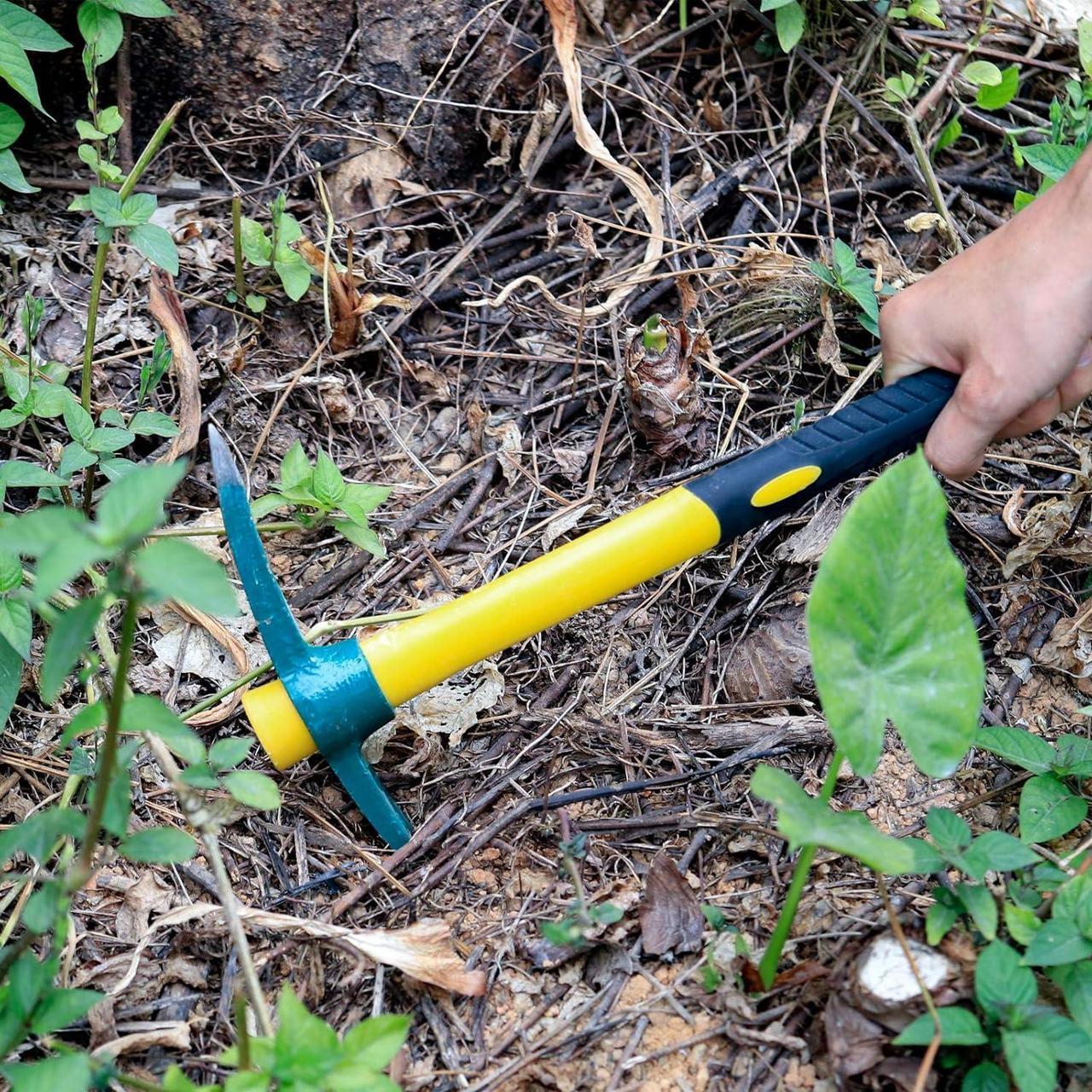 Alt view image 6 of 7 - KEILEOHO 15 Inches Pick Mattock Hoe, Forged Weeding Garden Pick Axe with Rubber Handle, Weeding Mattock Hoe for Gardening, Loosening Soil, Camping, Planting Vegetables and Fruits