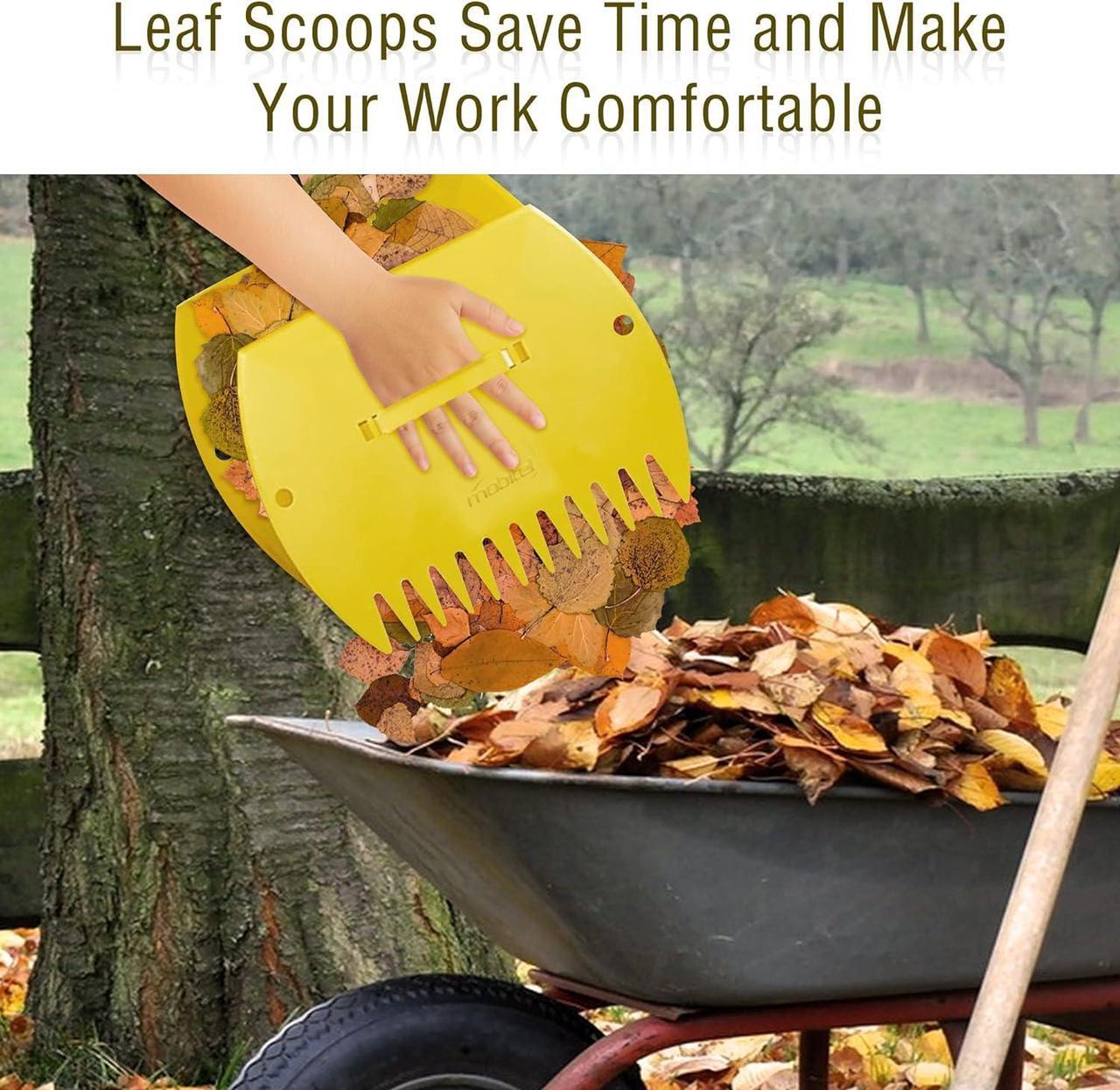 Alt view image 3 of 6 - Mobitel Leaf Scoops Hand Rakes -Large Leaf Grabber for Picking Up Yard Leaves, Lawn Garbage and Grass Clippings