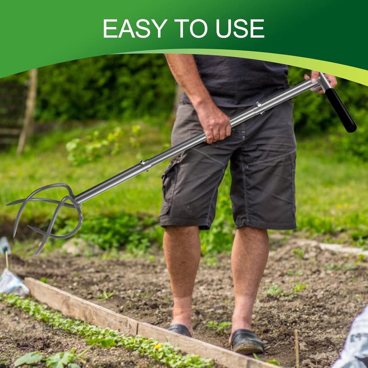 Alt view image 6 of 7 - Walensee Upgrade Twist Tiller Manual Hand Tiller Garden Claw Cultivator with a Removable Big Claw, Garden Claw Tool Long Handle Steel Tiller Lawn Aerator Soli Lossener for Gardening Bed and Plant Box