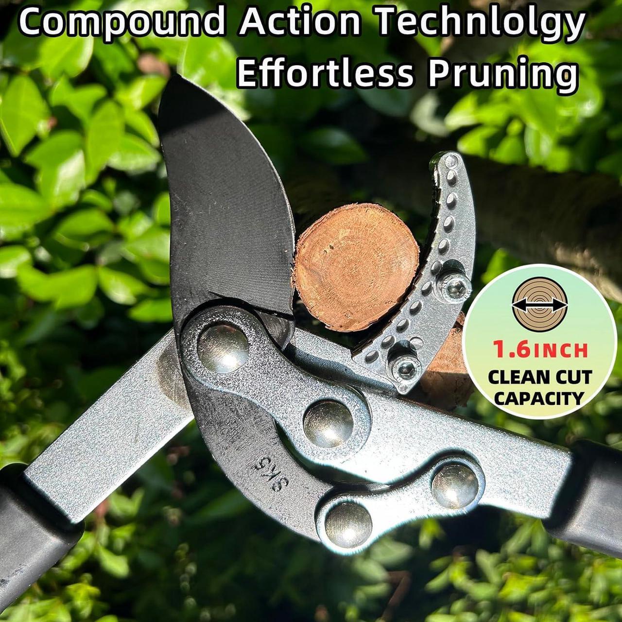 Alt view image 2 of 6 - Loppers for Tree Trimming Heavy Duty Branch Cutter with Compound Action, Effortless Tree Pruner Extendable 21-26" Loppers for Gardening, Long Handle Pruning Shears with 1.6" Clean Cut Capacity