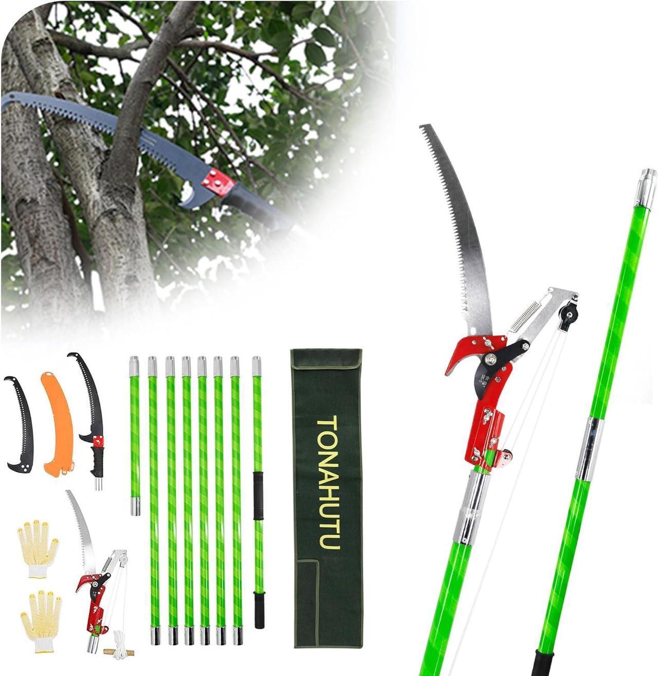 Main image of 26 Feet Tree Pole Pruner Manual Branches Trimmer Extension Cut Tree Branch Garden Tools Loppers Hand Pole Saws (With Scissors)
