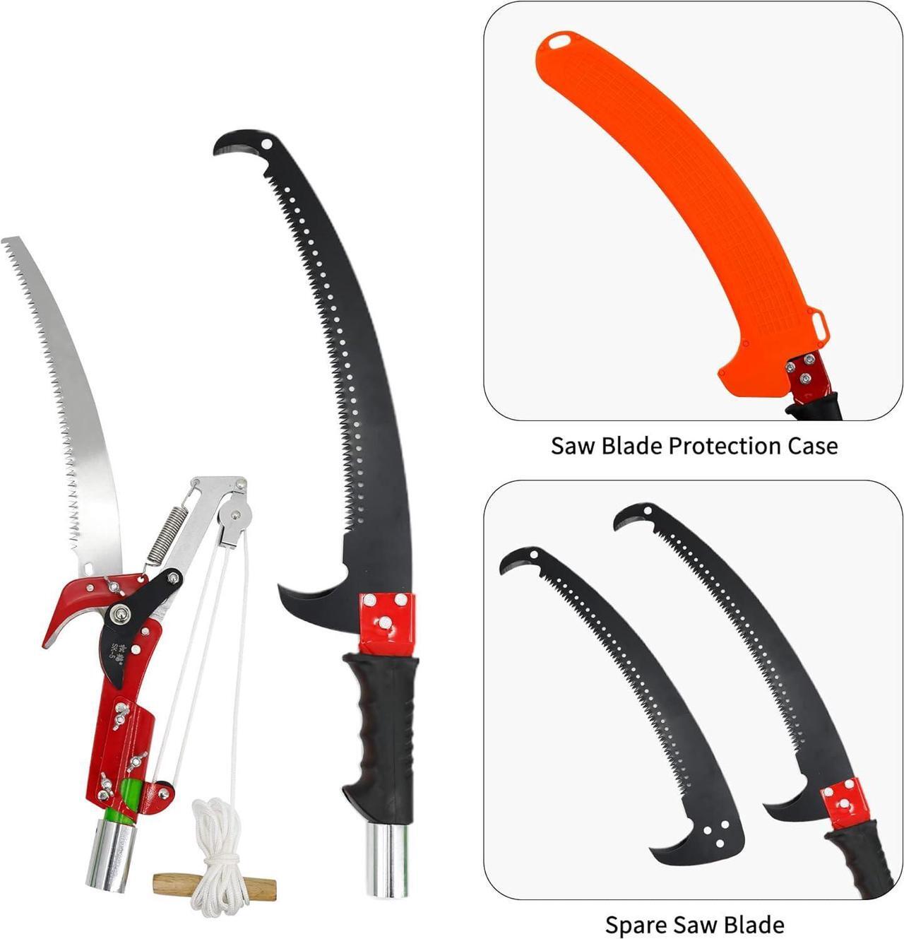 Alt view image 6 of 7 - 26 Feet Tree Pole Pruner Manual Branches Trimmer Extension Cut Tree Branch Garden Tools Loppers Hand Pole Saws (With Scissors)