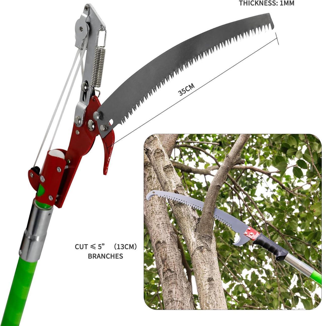Alt view image 7 of 7 - 26 Feet Tree Pole Pruner Manual Branches Trimmer Extension Cut Tree Branch Garden Tools Loppers Hand Pole Saws (With Scissors)