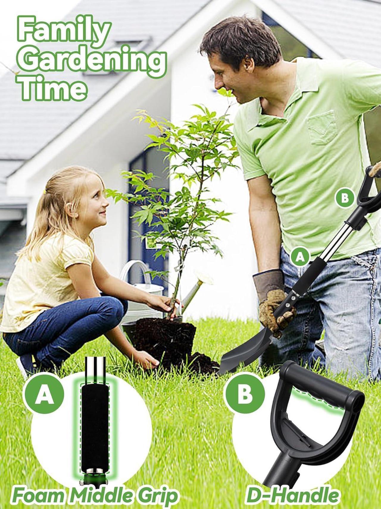 Alt view image 5 of 7 - Flat Shovel, Garden Shovels for Transferring, 31 in Small Square Spade for Kids, Shovels for Sand Beach, Trenching, Digging, Landscaping, Short Gardening Tools with D-Handle Foam Grip