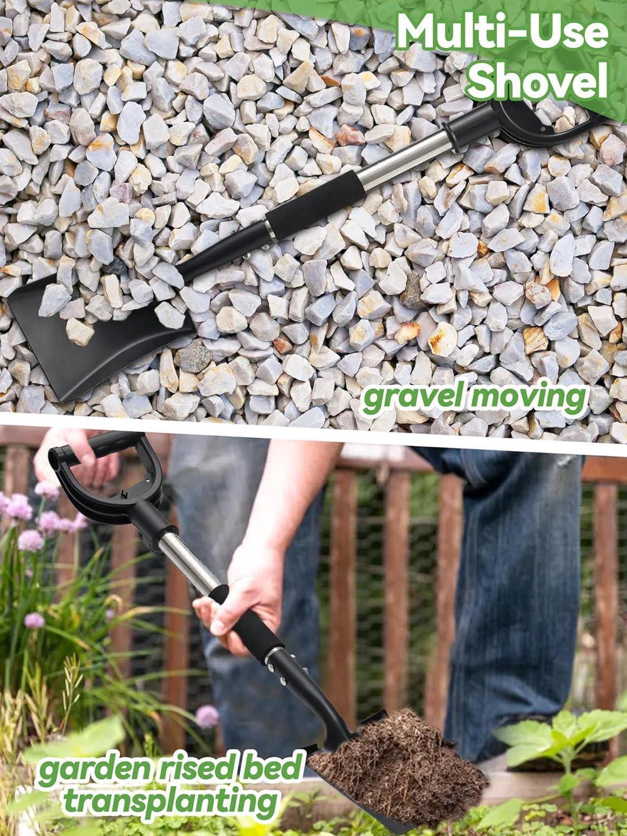 Alt view image 6 of 7 - Flat Shovel, Garden Shovels for Transferring, 31 in Small Square Spade for Kids, Shovels for Sand Beach, Trenching, Digging, Landscaping, Short Gardening Tools with D-Handle Foam Grip