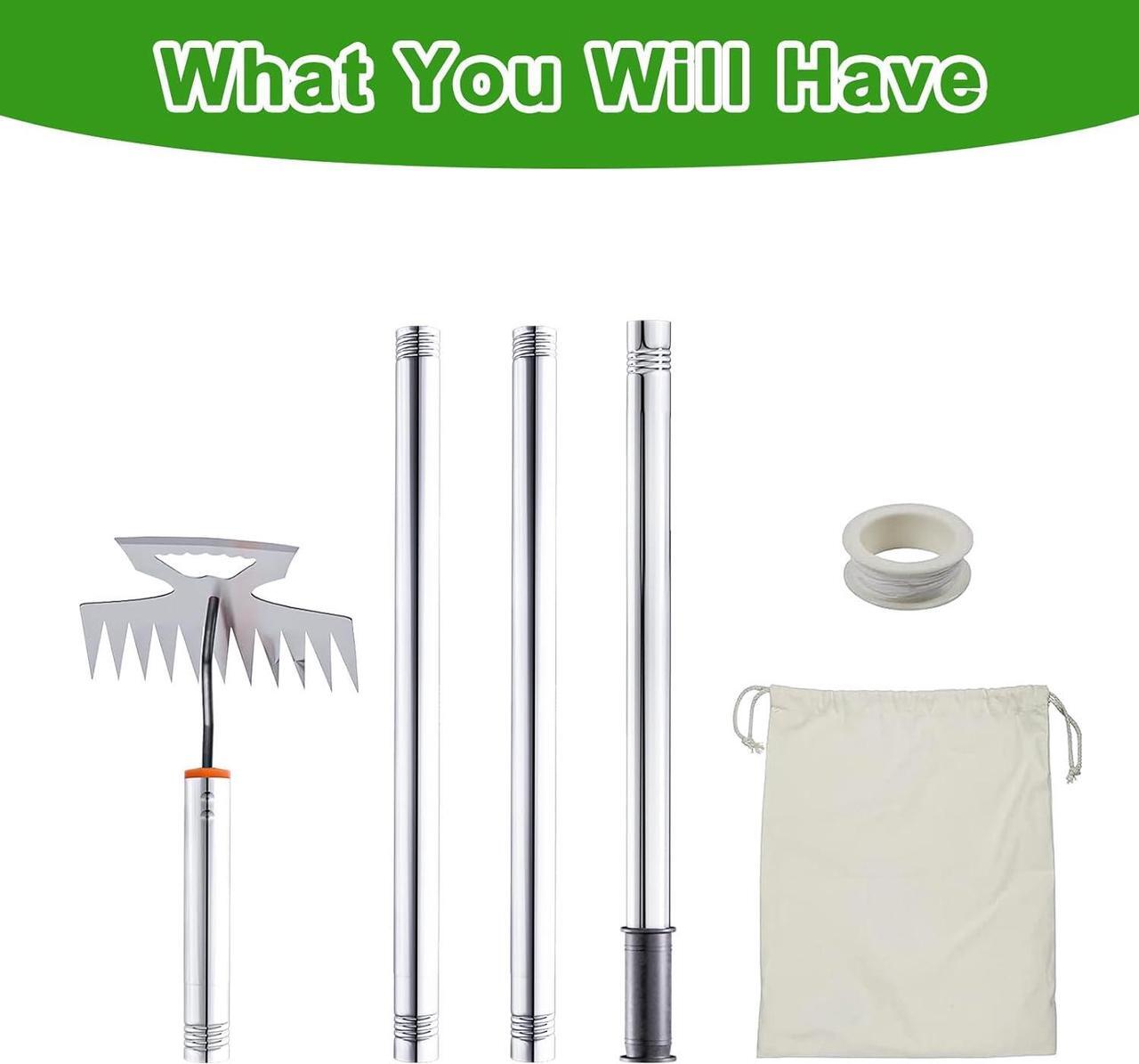 Alt view image 6 of 6 - New Adjustable Uprooting Weeding Tool with Long Handle,11-Teeth Weed Puller Rake 2-in-1 Hand Weeder Garden Tools for Garden&Backyard,Manganese Steel Weeder Pulling Tool for Weeding Loosening Planting