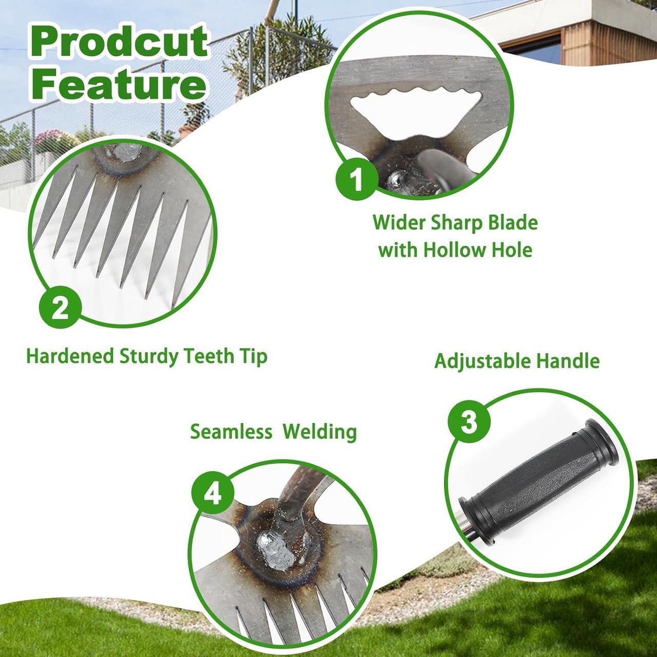 Alt view image 5 of 6 - New Adjustable Uprooting Weeding Tool with Long Handle,11-Teeth Weed Puller Rake 2-in-1 Hand Weeder Garden Tools for Garden&Backyard,Manganese Steel Weeder Pulling Tool for Weeding Loosening Planting