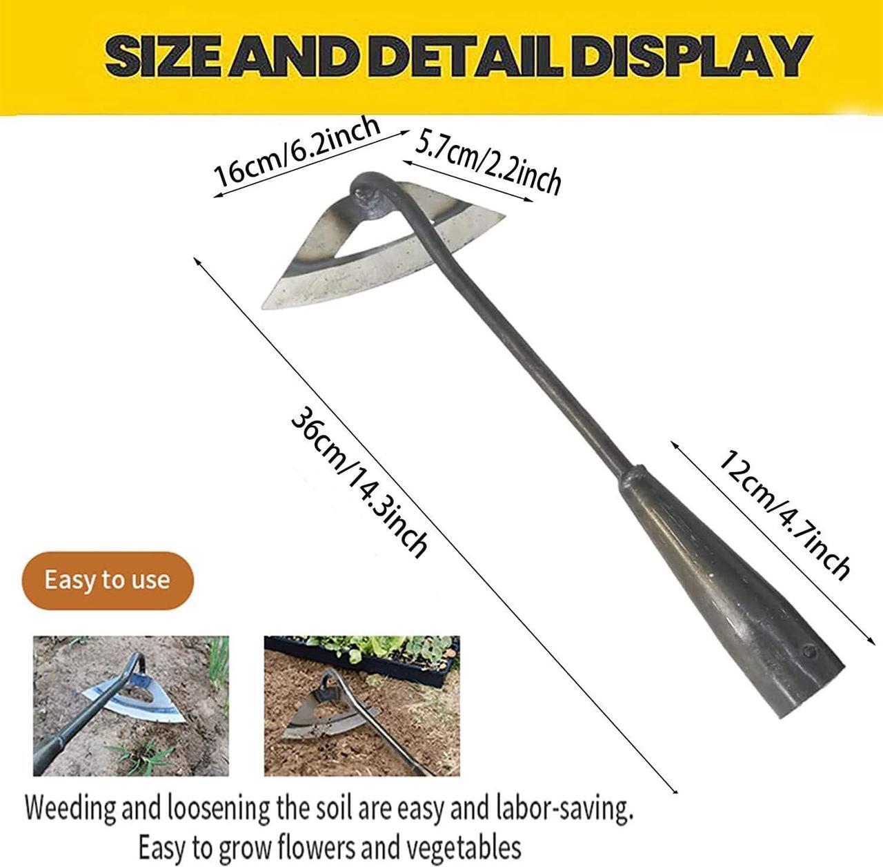 Alt view image 2 of 6 - 2Pcs Garden Hoe Tools, All-Steel Hardened Hollow Hoe, Garden Weed Puller, Sharp Garden Weeding Tools, Hand Hoe Gardening Edger Weeder Tool for Patio Weeding,Soil Loosening,Farm Planting (Long Handle)