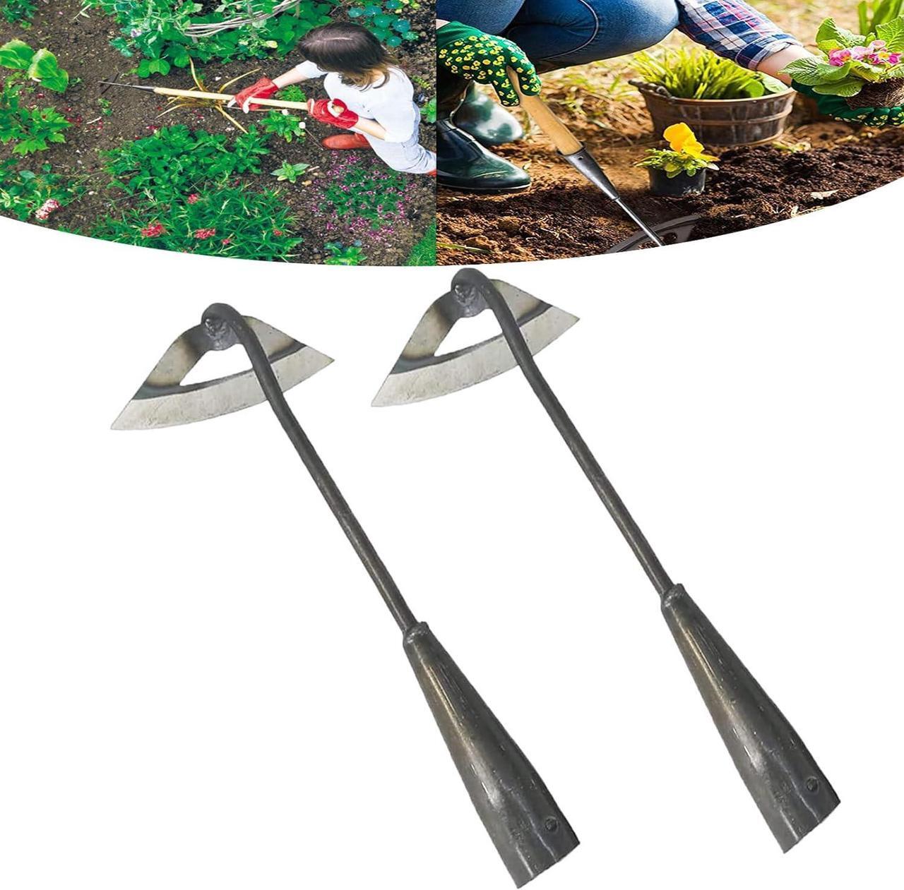 Main image of 2Pcs Garden Hoe Tools, All-Steel Hardened Hollow Hoe, Garden Weed Puller, Sharp Garden Weeding Tools, Hand Hoe Gardening Edger Weeder Tool for Patio Weeding,Soil Loosening,Farm Planting (Long Handle)
