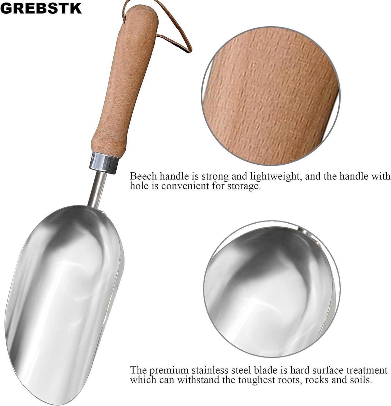 Alt view image 4 of 7 - GREBSTK Garden Hand Large Capacity Fertilizer Scoop Soil Shovel Stainless Steel Gardening Trowel for Transplanting, Digging, Planting, Cultivation
