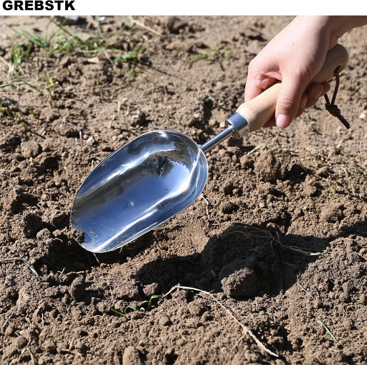 Alt view image 7 of 7 - GREBSTK Garden Hand Large Capacity Fertilizer Scoop Soil Shovel Stainless Steel Gardening Trowel for Transplanting, Digging, Planting, Cultivation