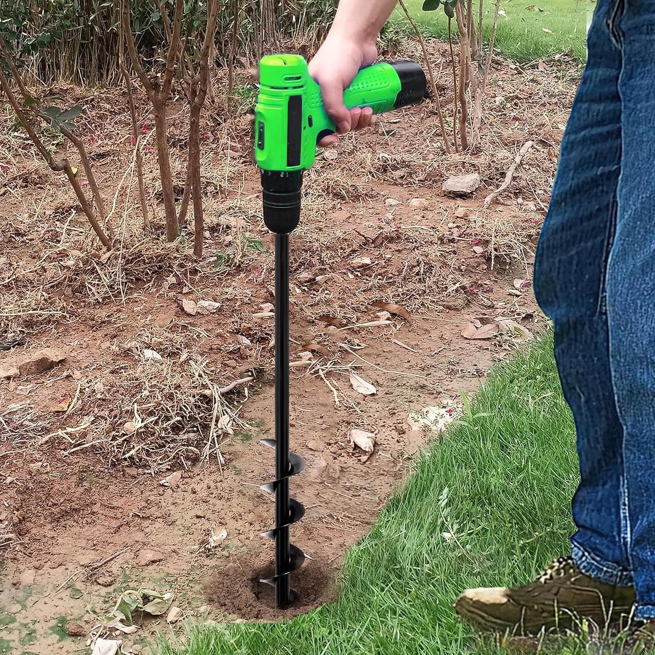 Alt view image 7 of 7 - SYITCUN Auger Drill Bit for Planting - 3"X36" Heavy-Duty Garden Auger Spiral Drill Bit - Bulb Planter Tool & Auger Post Hole Digger - 3/8" Hex Drive Drill