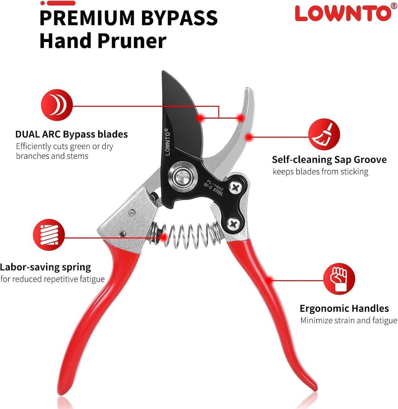 Alt view image 6 of 7 - Pruning Shears for Gardening 5/8" Tree and Branch Garden Clippers - Plant Cutter Scissors with PTFE Resist-rust, Non-stick Coating Steel Blades, Heavy Duty Bypass Hand Pruners