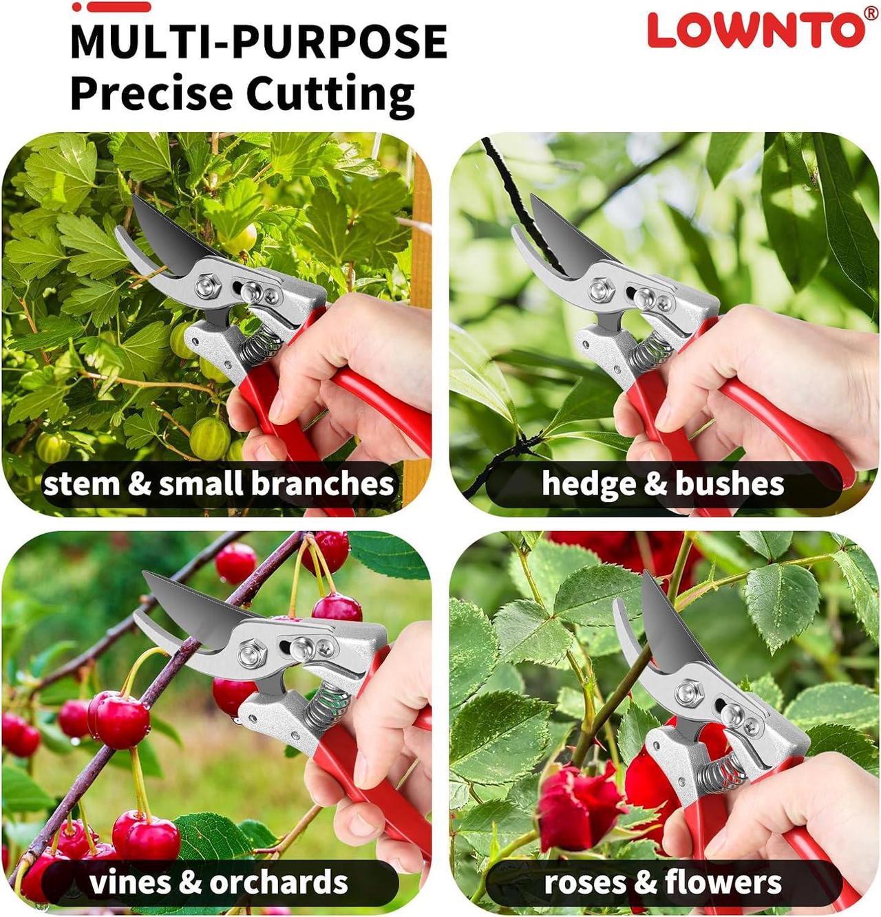 Alt view image 7 of 7 - Pruning Shears for Gardening 5/8" Tree and Branch Garden Clippers - Plant Cutter Scissors with PTFE Resist-rust, Non-stick Coating Steel Blades, Heavy Duty Bypass Hand Pruners