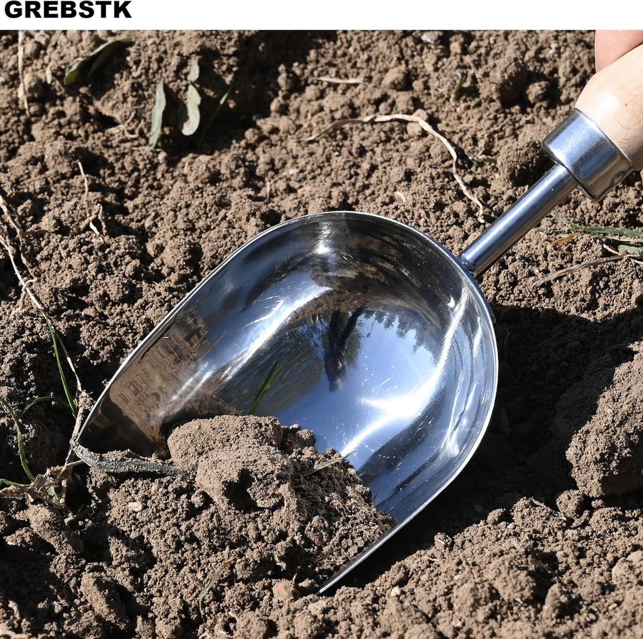 Alt view image 2 of 7 - GREBSTK Garden Hand Large Capacity Fertilizer Scoop Soil Shovel Stainless Steel Gardening Trowel for Transplanting, Digging, Planting, Cultivation