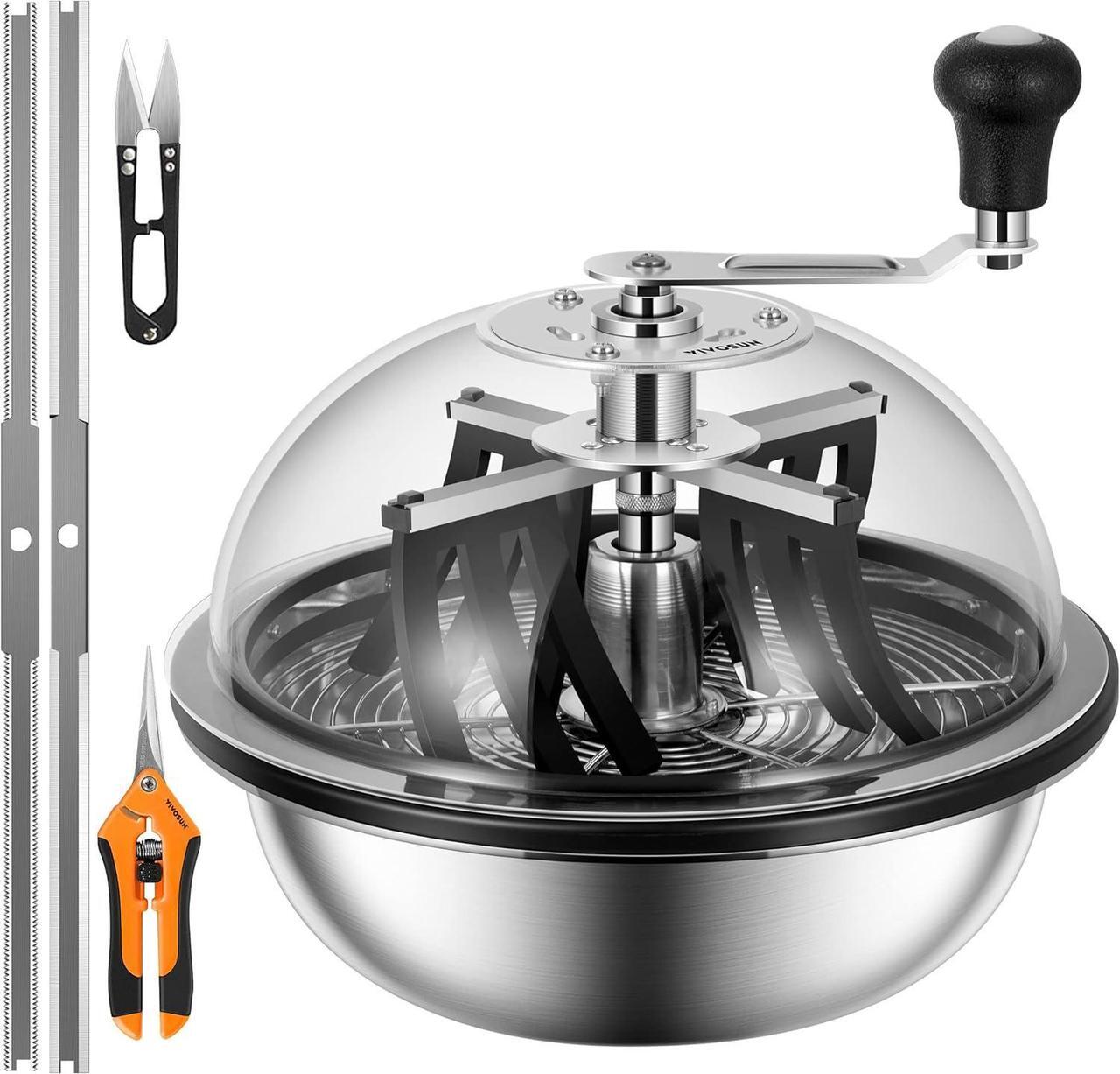 Main image of VIVOSUN 13 inch Bud Leaf Bowl Trimmer- Clear Visibility Dome, Sharp Stainless Steel Blades for Spin Cut & Solid Metal Gear Box, Hand Pruner Included (Upgraded Version)