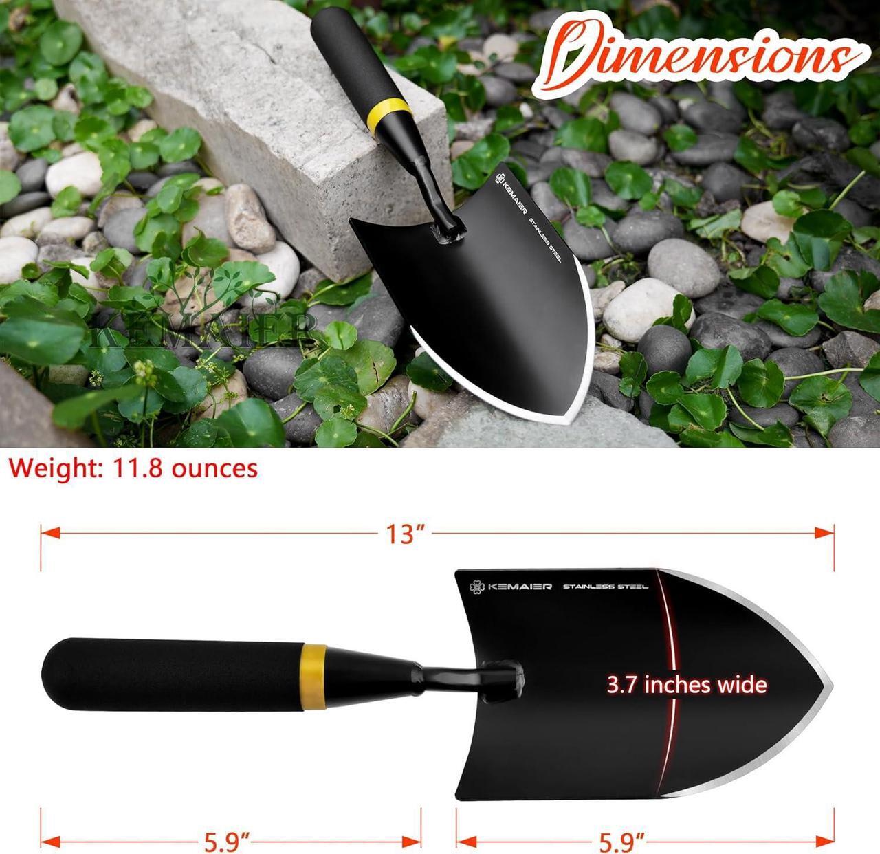 Alt view image 4 of 7 - Garden Tool Set - Featuring a Heavy-Duty Stainless Steel Hand Cultivator, Transplant Shovel, Trowel, Crack Weeder, and Dandelion Weeder - The Ultimate, Unbreakable Gardening Gift