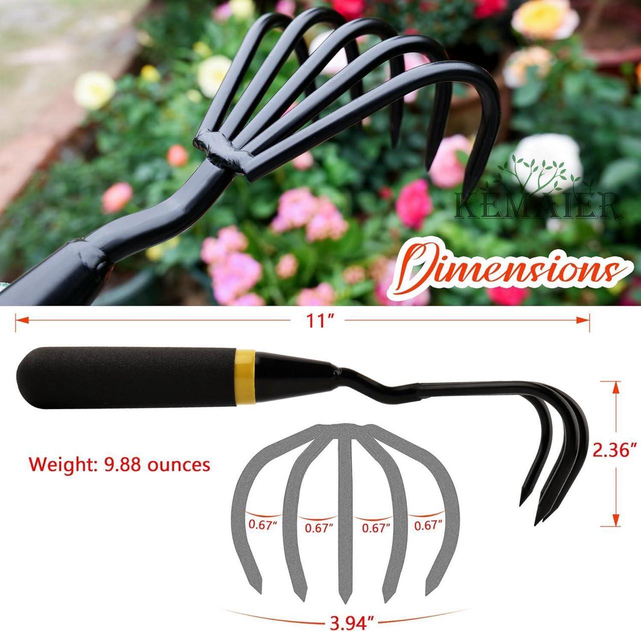 Alt view image 5 of 7 - Garden Tool Set - Featuring a Heavy-Duty Stainless Steel Hand Cultivator, Transplant Shovel, Trowel, Crack Weeder, and Dandelion Weeder - The Ultimate, Unbreakable Gardening Gift