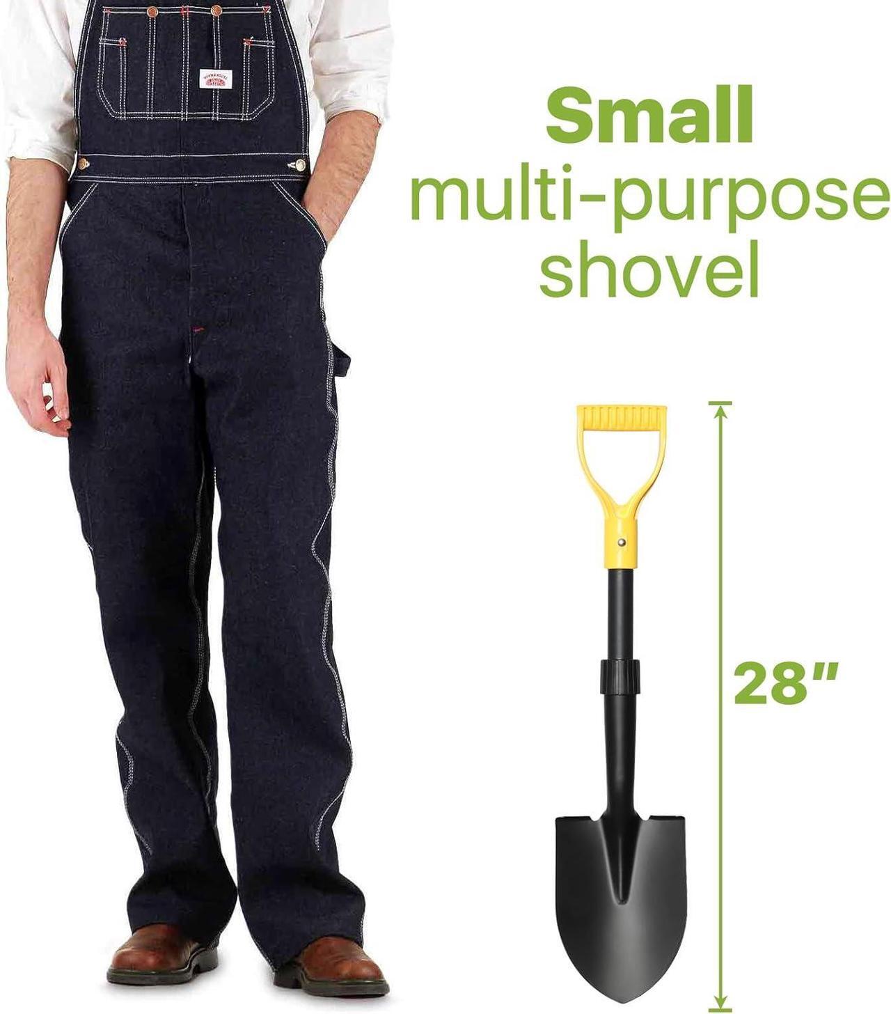 Alt view image 2 of 7 - Shovels for Digging, 28" Small Shovels Heavy Duty with D Handle, Pointed Spade Shovel for Camping, Edging, Beach Sand, Metal Garden Shovel with Fiberglass Shaft, Portable Mini Shovel, Yellow Grip