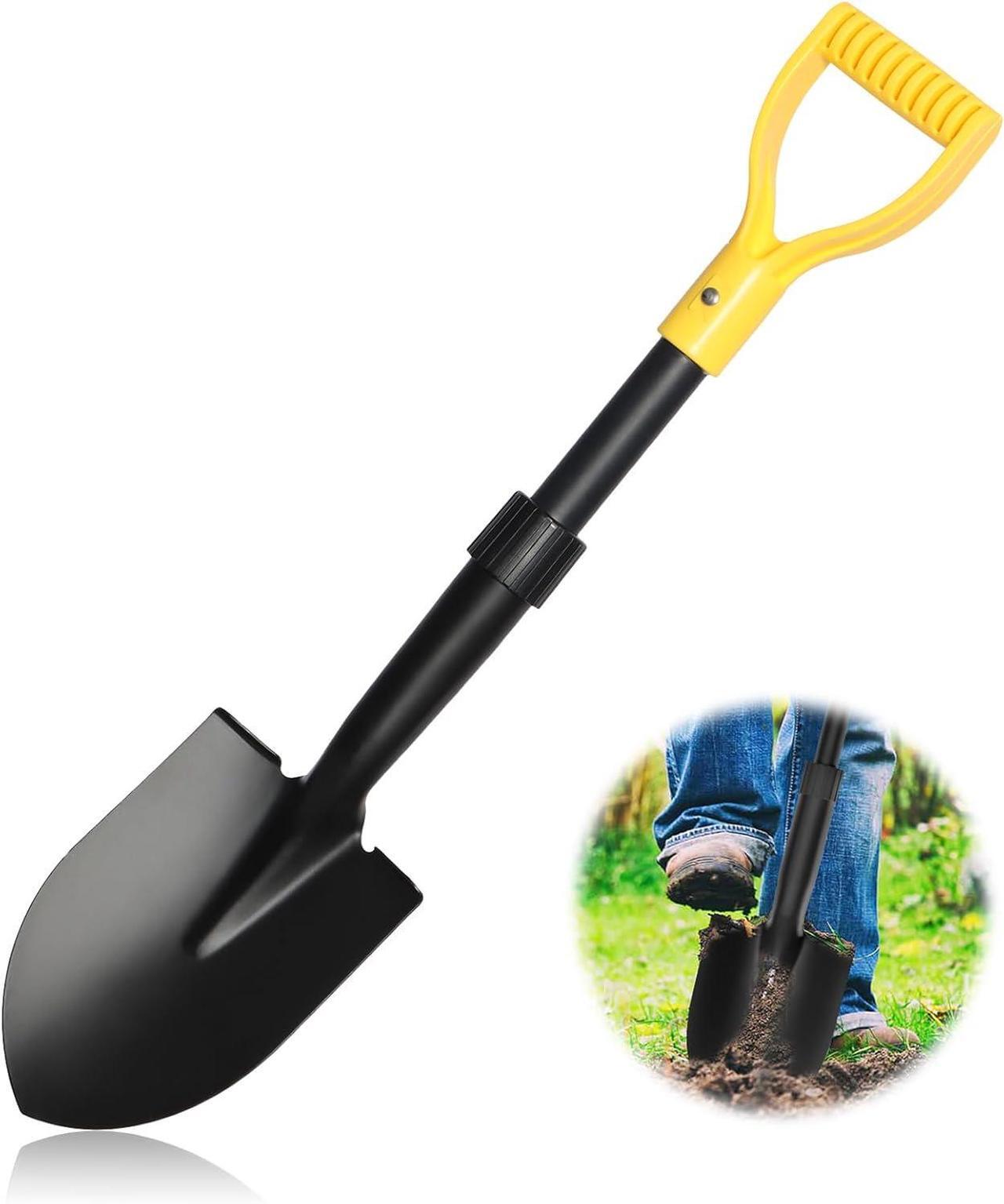 Main image of Shovels for Digging, 28" Small Shovels Heavy Duty with D Handle, Pointed Spade Shovel for Camping, Edging, Beach Sand, Metal Garden Shovel with Fiberglass Shaft, Portable Mini Shovel, Yellow Grip