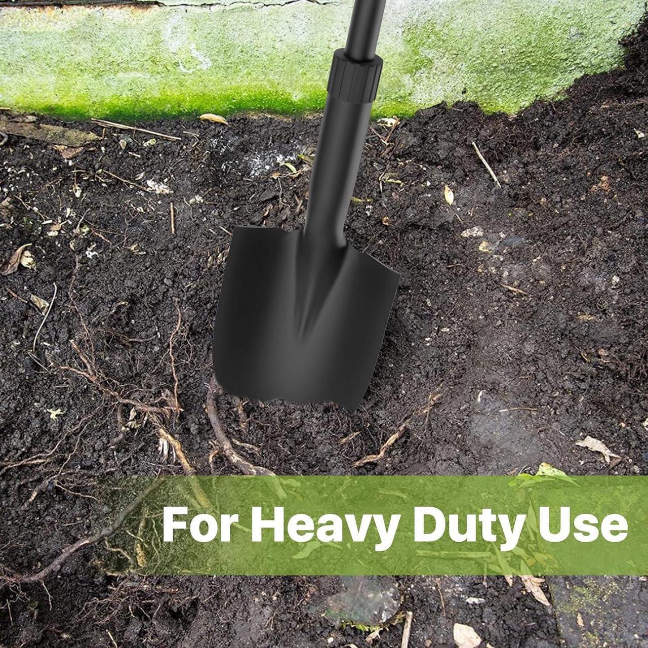 Alt view image 7 of 7 - Shovels for Digging, 28" Small Shovels Heavy Duty with D Handle, Pointed Spade Shovel for Camping, Edging, Beach Sand, Metal Garden Shovel with Fiberglass Shaft, Portable Mini Shovel, Yellow Grip