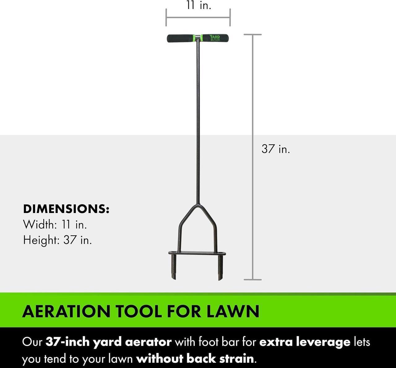 Alt view image 2 of 6 - Yard Butler ID-6C Manual Lawn Coring Aerator - Grass Dethatching Turf Plug Core Aeration Tool - Grass Aerators for Small Yards - Loosen Compacted Soil - Gardening Hand Tools - Gray, 37 Inches