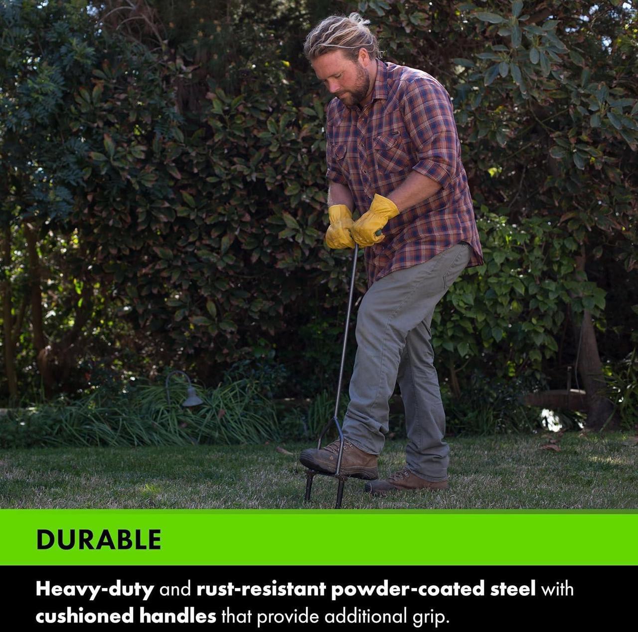Alt view image 4 of 6 - Yard Butler ID-6C Manual Lawn Coring Aerator - Grass Dethatching Turf Plug Core Aeration Tool - Grass Aerators for Small Yards - Loosen Compacted Soil - Gardening Hand Tools - Gray, 37 Inches