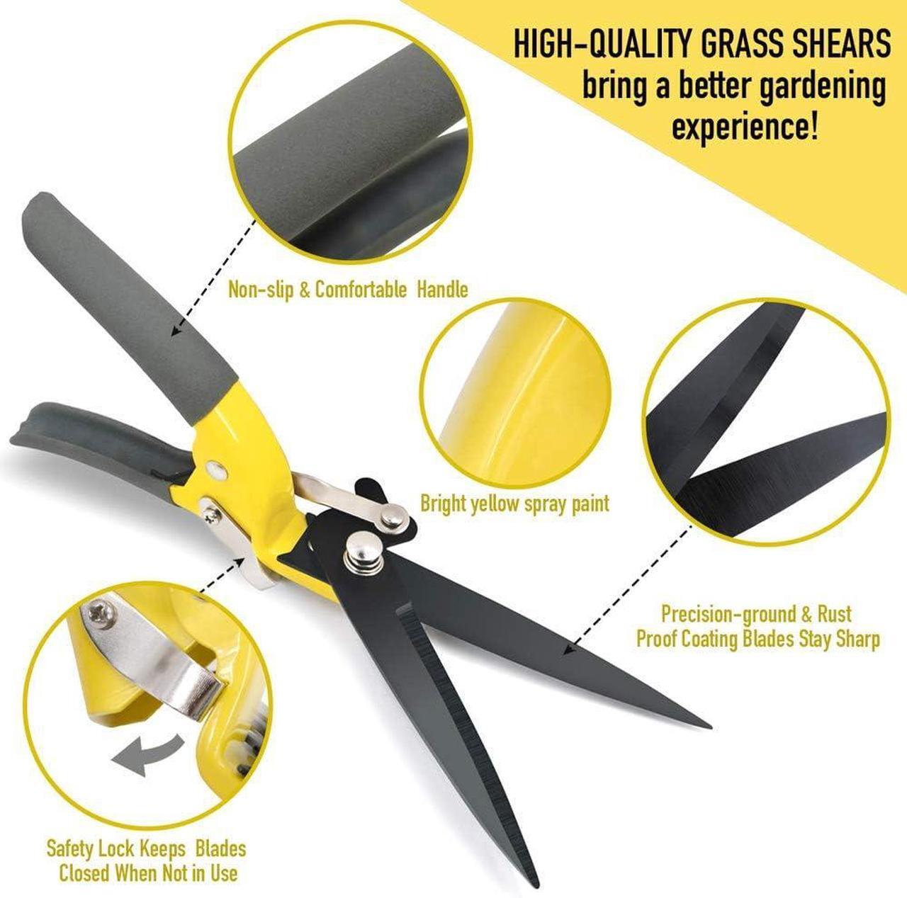 Alt view image 5 of 7 - Jardineer Grass Shears Handheld, Razorsharp Hand Grass Clippers, Non-Slip Grass Clippers & Shears, Grass Shears Manual for Lawn, Hand Shears and Clippers for Grass