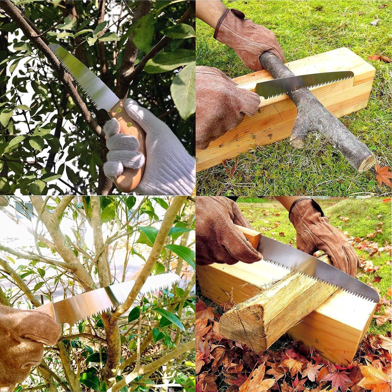 Alt view image 4 of 7 - KAKURI Japanese NATA Tool Knife 6.5" and Pruning Saw Set, Made in Japan, Bushcraft Hatchet Axe and Saw Combo with Sheath for Camping, Outdoor, Campfire, Gardening