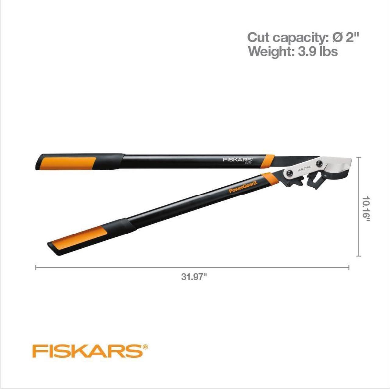 Alt view image 2 of 7 - Fiskars 32-Inch Loppers for Tree Trimming, Heavy Duty, Low-Friction Sharp Steel Blade, Branch Cutter up to 2-Inch Diameter Cut Capacity, PowerGear2 Technology that Multiplies Power for Less Effort