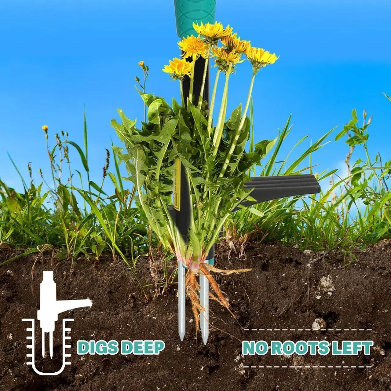 Alt view image 5 of 7 - Breeze Touch 39" Weed Pulling Tool, 3-Claw Detachable Weed Puller Tool with Long Handle, Heavy Duty Stand Up Weeder Weeding Tool for Lawn, Yard, Garden, Crabgrass, Dandelion Picker, Weed Remover