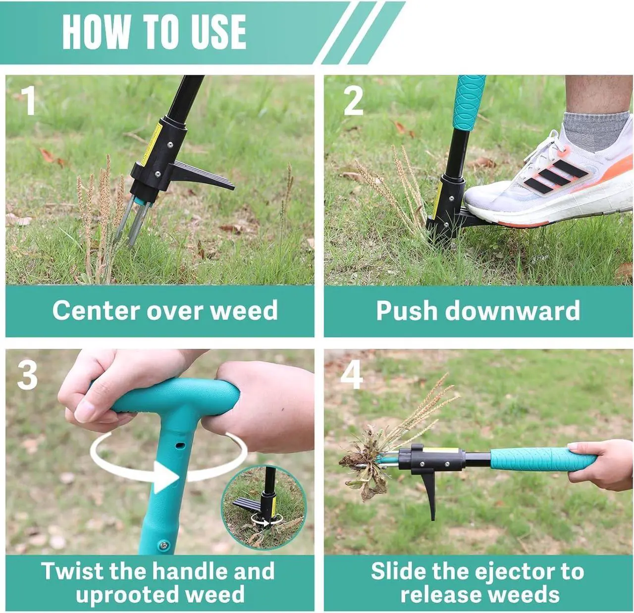 Alt view image 6 of 7 - Breeze Touch 39" Weed Pulling Tool, 3-Claw Detachable Weed Puller Tool with Long Handle, Heavy Duty Stand Up Weeder Weeding Tool for Lawn, Yard, Garden, Crabgrass, Dandelion Picker, Weed Remover
