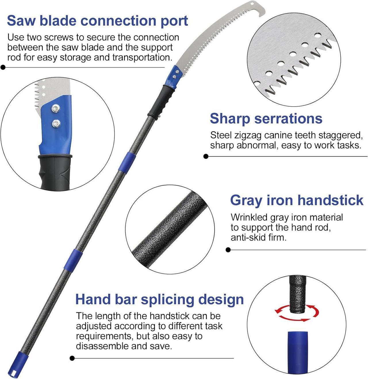 Alt view image 6 of 7 - Pole Saws for Tree Trimming, 10 FT Long Extension Pruning Saw, Lightweight Stainless Steel Extension High Pole Pruning Pole Saw with Blade for Trimmer Yard Garden and Patios Trees Branches