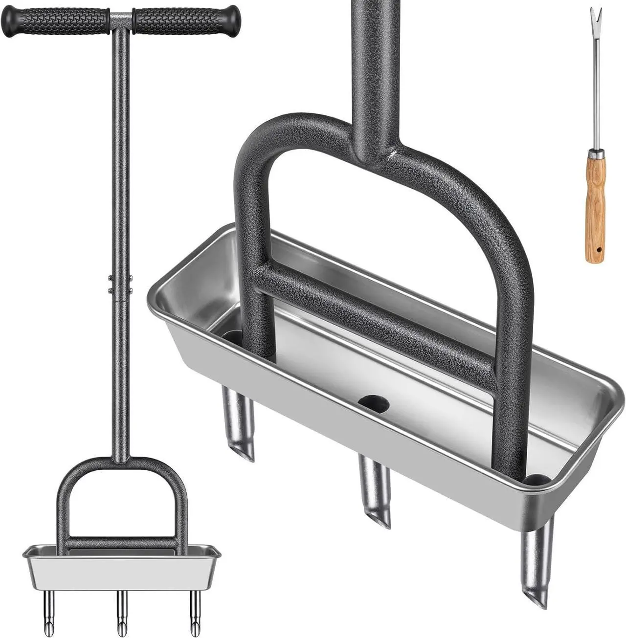 Main image of Dolibest Lawn Coring Aerator, Manual Lawn Aerator, 3 Stainless Steel Corer Plug Aerator with Soil Core Storage Tray, Pre-Assembled Manual Grass Aerating Tool & Clean Hand Tool, Improving Lawn Health